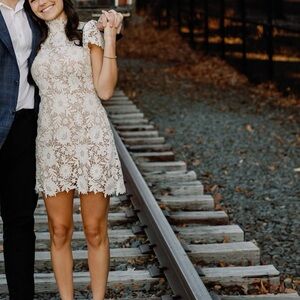 Stone Cold Fox White Lace Mini Dress
